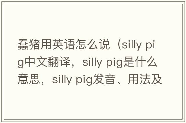 蠢豬用英語(yǔ)怎么說(shuō)（silly pig中文翻譯，silly pig是什么意思，silly pig發(fā)音、用法及例句）