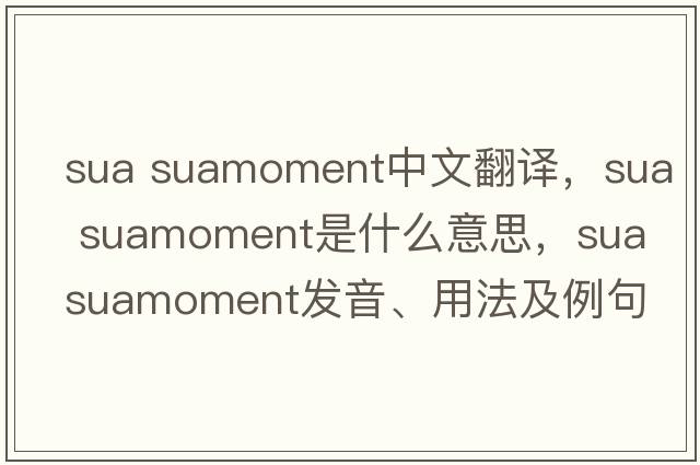 sua suamoment中文翻譯，sua suamoment是什么意思，sua suamoment發(fā)音、用法及例句
