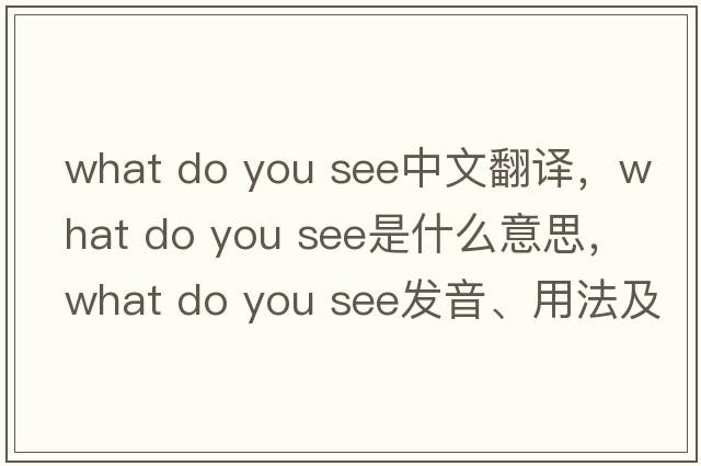 what do you see中文翻譯，what do you see是什么意思，what do you see發(fā)音、用法及例句