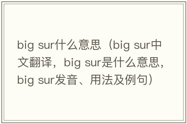 big sur什么意思（big sur中文翻譯，big sur是什么意思，big sur發(fā)音、用法及例句）