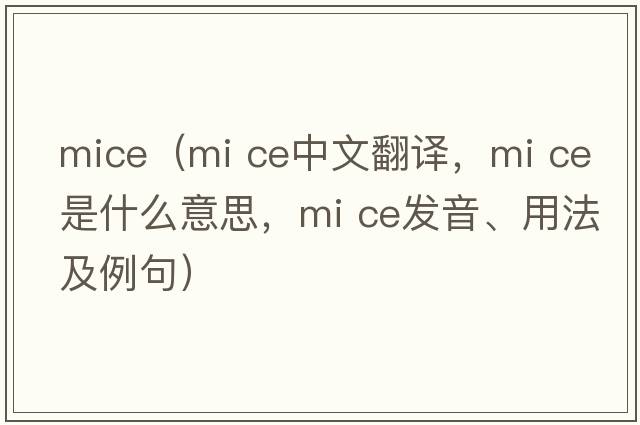 mice（mi ce中文翻譯，mi ce是什么意思，mi ce發(fā)音、用法及例句）