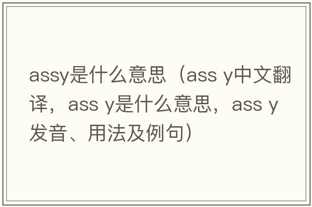 assy是什么意思（ass y中文翻譯，ass y是什么意思，ass y發(fā)音、用法及例句）