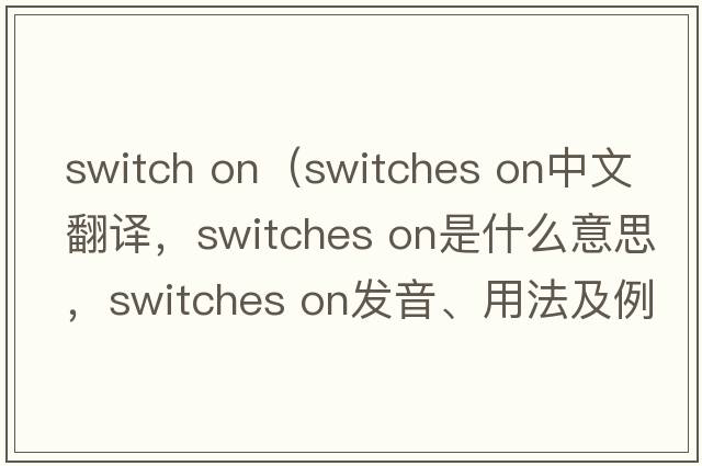 switch on（switches on中文翻譯，switches on是什么意思，switches on發(fā)音、用法及例句）