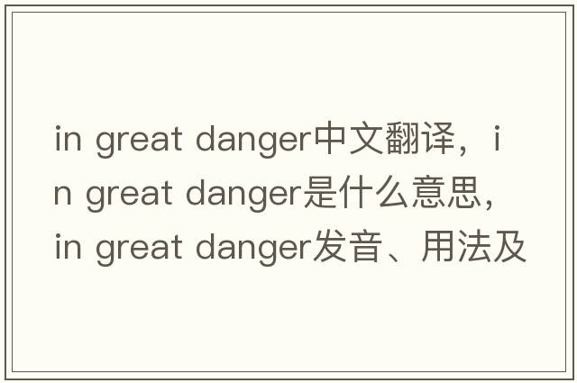 in great danger中文翻譯，in great danger是什么意思，in great danger發(fā)音、用法及例句