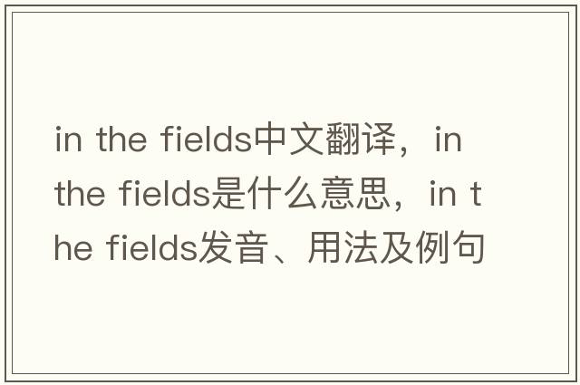 in the fields中文翻譯，in the fields是什么意思，in the fields發(fā)音、用法及例句