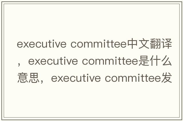 executive committee中文翻譯，executive committee是什么意思，executive committee發(fā)音、用法及例句
