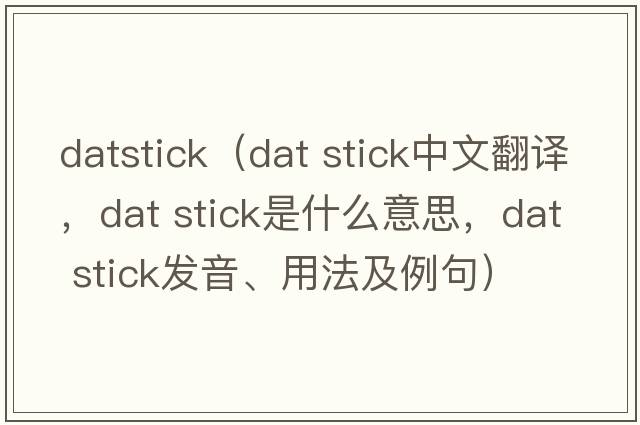 datstick（dat stick中文翻譯，dat stick是什么意思，dat stick發(fā)音、用法及例句）