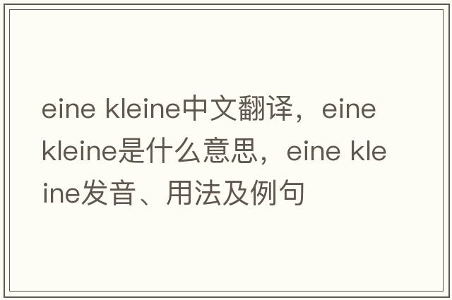 eine kleine中文翻譯，eine kleine是什么意思，eine kleine發(fā)音、用法及例句