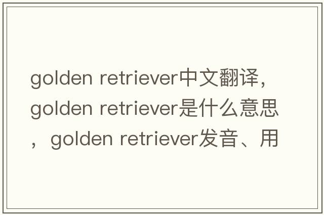 golden retriever中文翻譯，golden retriever是什么意思，golden retriever發(fā)音、用法及例句