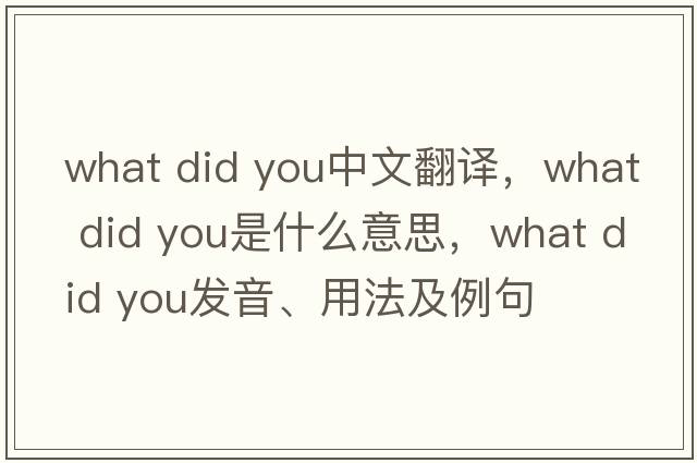 what did you中文翻譯，what did you是什么意思，what did you發(fā)音、用法及例句