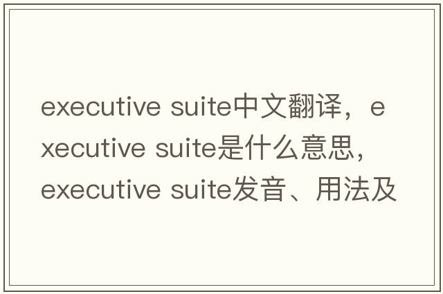 executive suite中文翻譯，executive suite是什么意思，executive suite發(fā)音、用法及例句