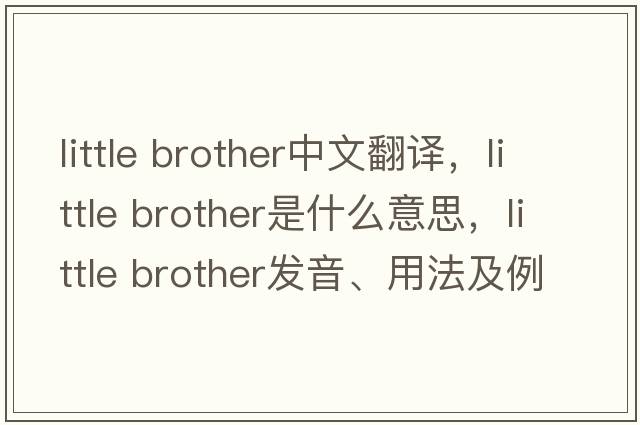 little brother中文翻譯，little brother是什么意思，little brother發(fā)音、用法及例句