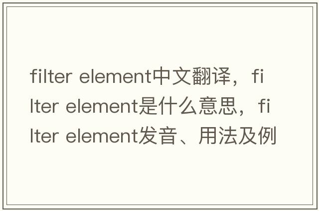 filter element中文翻譯，filter element是什么意思，filter element發(fā)音、用法及例句