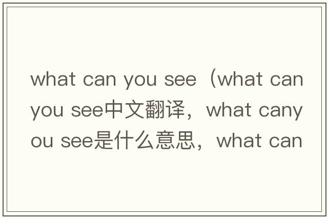 what can you see（what canyou see中文翻譯，what canyou see是什么意思，what canyou see發(fā)音、用法及例句）