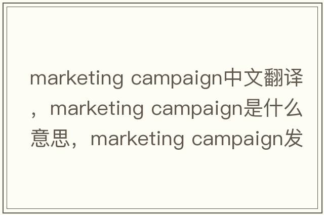 marketing campaign中文翻譯，marketing campaign是什么意思，marketing campaign發(fā)音、用法及例句