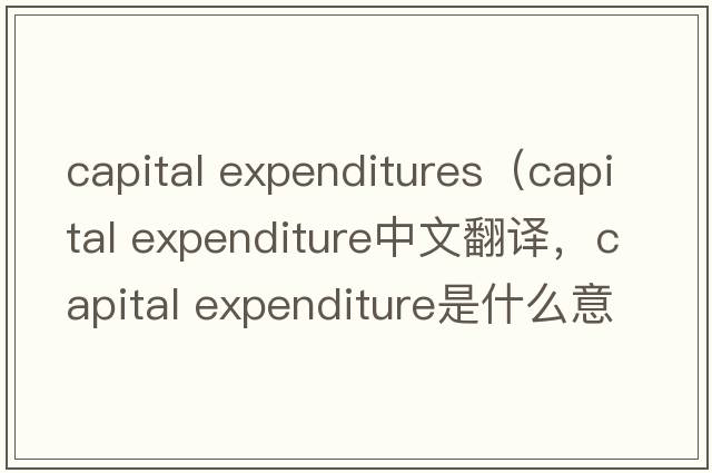 capital expenditures（capital expenditure中文翻譯，capital expenditure是什么意思，capital expenditure發(fā)音、用法及例句）