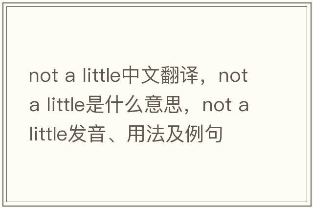not a little中文翻譯，not a little是什么意思，not a little發(fā)音、用法及例句
