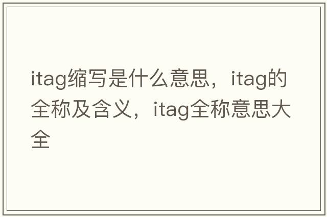 itag縮寫(xiě)是什么意思，itag的全稱(chēng)及含義，itag全稱(chēng)意思大全