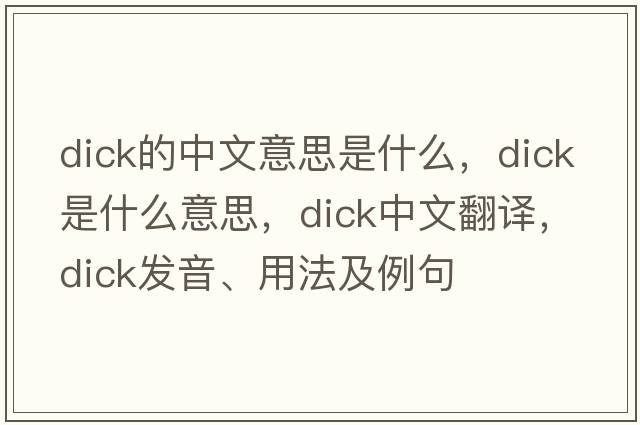 dick的中文意思是什么，dick是什么意思，dick中文翻譯，dick發(fā)音、用法及例句