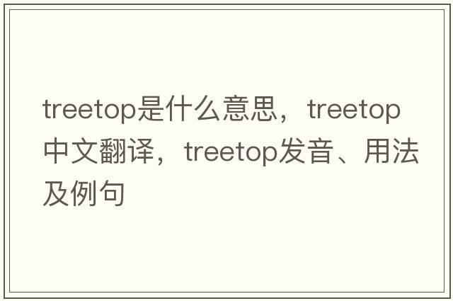 treetop是什么意思，treetop中文翻譯，treetop發(fā)音、用法及例句