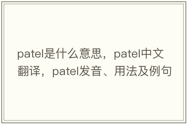 Patel是什么意思，Patel中文翻譯，Patel發(fā)音、用法及例句