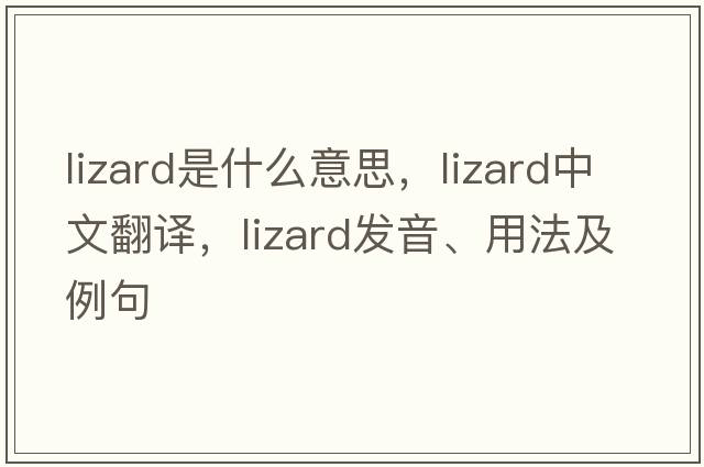 lizard是什么意思，lizard中文翻譯，lizard發(fā)音、用法及例句