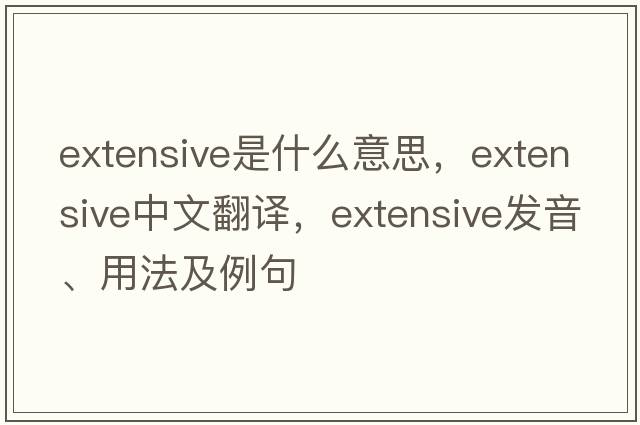 extensive是什么意思，extensive中文翻譯，extensive發(fā)音、用法及例句