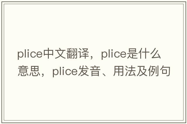 plice中文翻譯，plice是什么意思，plice發(fā)音、用法及例句