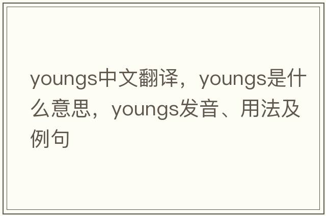 youngs中文翻譯，youngs是什么意思，youngs發(fā)音、用法及例句