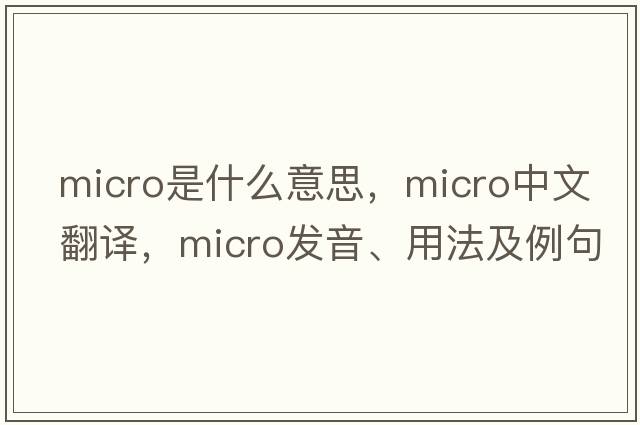 micro是什么意思，micro中文翻譯，micro發(fā)音、用法及例句