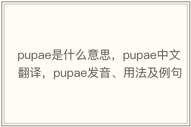 pupae是什么意思，pupae中文翻譯，pupae發(fā)音、用法及例句