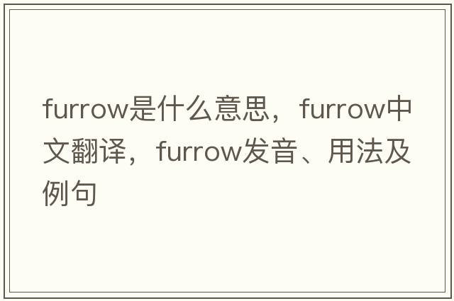 furrow是什么意思，furrow中文翻譯，furrow發(fā)音、用法及例句
