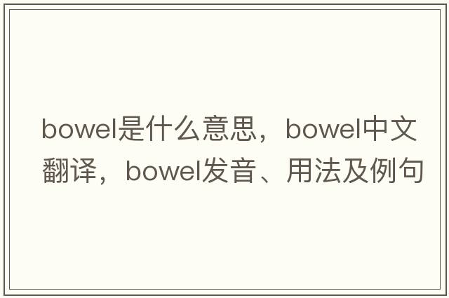bowel是什么意思，bowel中文翻譯，bowel發(fā)音、用法及例句