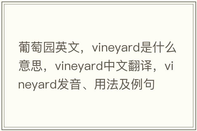 葡萄園英文，vineyard是什么意思，vineyard中文翻譯，vineyard發(fā)音、用法及例句