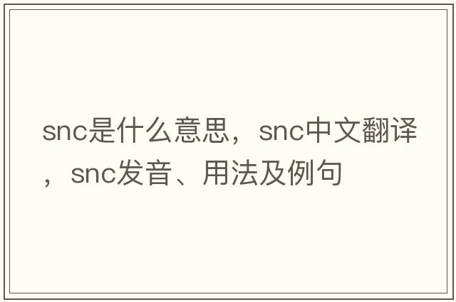 SNC是什么意思，SNC中文翻譯，SNC發(fā)音、用法及例句