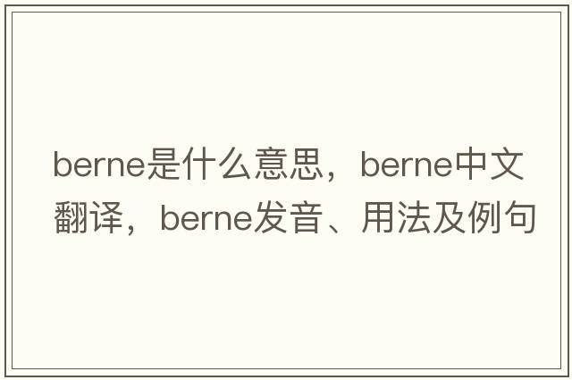 Berne是什么意思，Berne中文翻譯，Berne發(fā)音、用法及例句