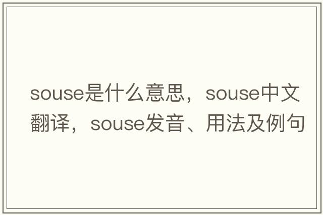souse是什么意思，souse中文翻譯，souse發(fā)音、用法及例句