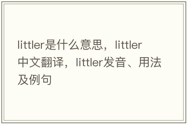 Littler是什么意思，Littler中文翻譯，Littler發(fā)音、用法及例句