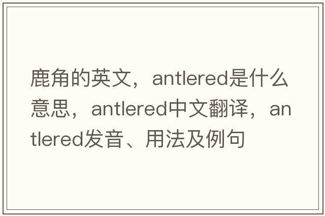 鹿角的英文，antlered是什么意思，antlered中文翻譯，antlered發(fā)音、用法及例句