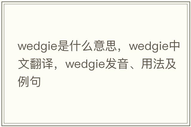 wedgie是什么意思，wedgie中文翻譯，wedgie發(fā)音、用法及例句