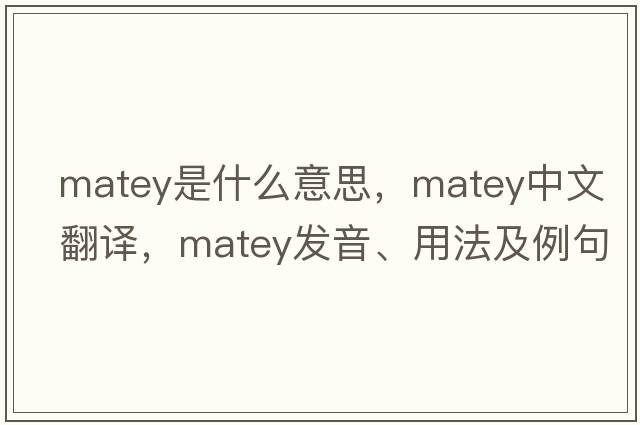 matey是什么意思，matey中文翻譯，matey發(fā)音、用法及例句