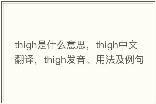 thigh是什么意思，thigh中文翻譯，thigh發(fā)音、用法及例句