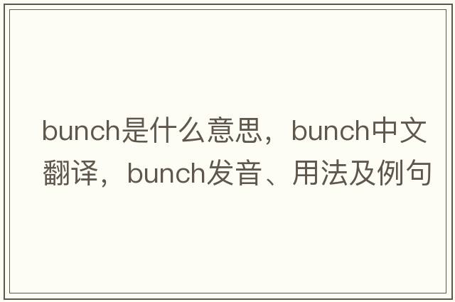 bunch是什么意思，bunch中文翻譯，bunch發(fā)音、用法及例句