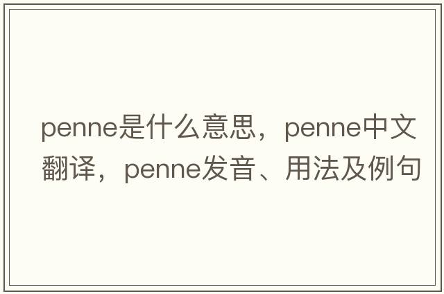 penne是什么意思，penne中文翻譯，penne發(fā)音、用法及例句