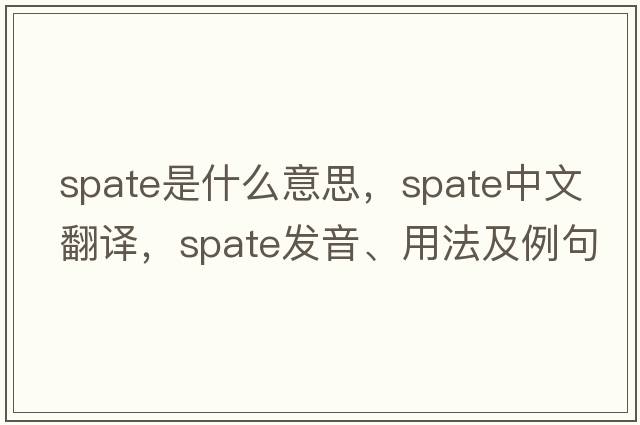 spate是什么意思，spate中文翻譯，spate發(fā)音、用法及例句