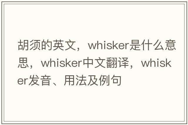 胡須的英文，whisker是什么意思，whisker中文翻譯，whisker發(fā)音、用法及例句