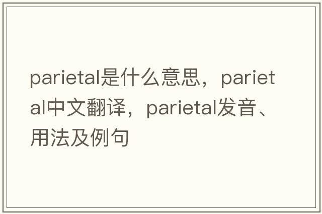 parietal是什么意思，parietal中文翻譯，parietal發(fā)音、用法及例句