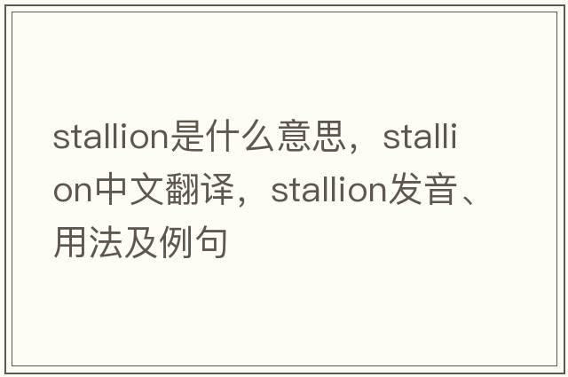 stallion是什么意思，stallion中文翻譯，stallion發(fā)音、用法及例句