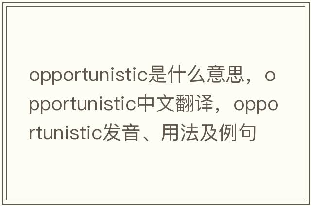 opportunistic是什么意思，opportunistic中文翻譯，opportunistic發(fā)音、用法及例句
