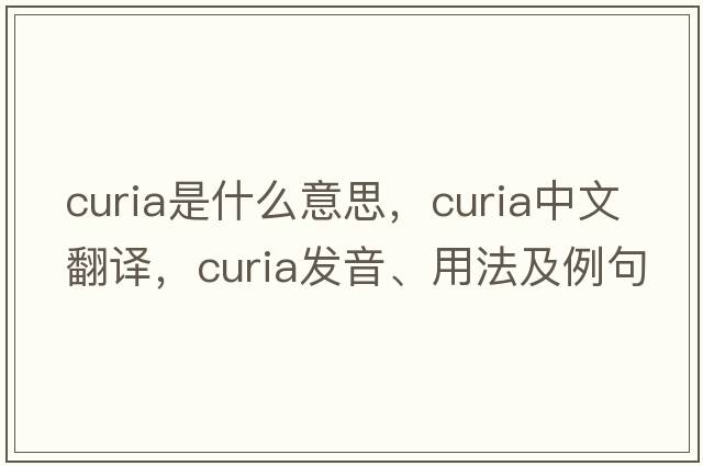 curia是什么意思，curia中文翻譯，curia發(fā)音、用法及例句